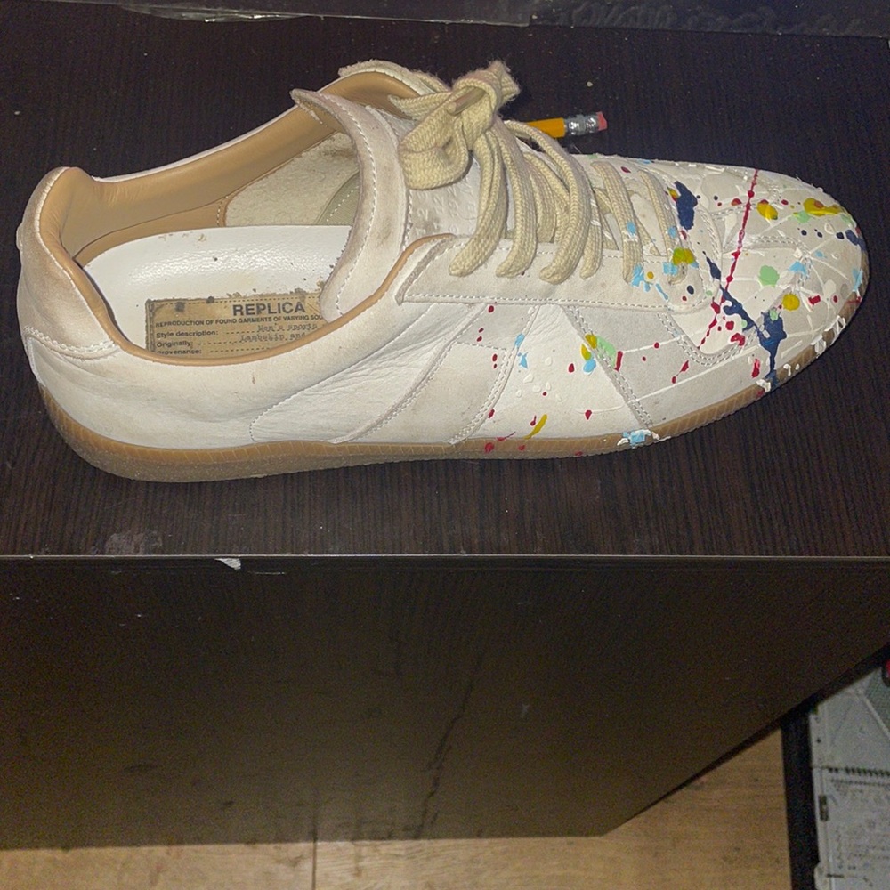 Maison Martin Margiela Men Size 40 white and multicolor paint drop  (2019)